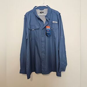 Mens Blue Habit Fishing Shirt